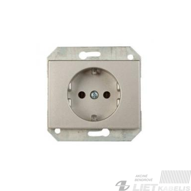 Kištukinis lizdas RP16-002-02 su įžeminimu be rėmelio, metalo spalva ,XP500, Vilma