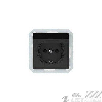 Kištukinis lizdas RP16-003-02 be rėmelio su įžeminimu, juoda IP44  QR1000, Vilma