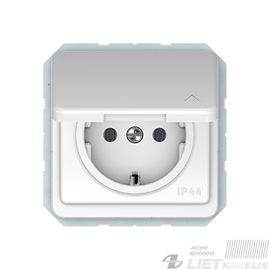 Kištukinis lizdas RP16-003-02 su įžeminimu, dangteliu baltas, Lx-200, Vilma