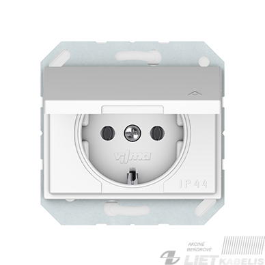 Kištukinis lizdas RP16-003-02 su įžeminimu, dangteliu, baltas, XP500, Vilma