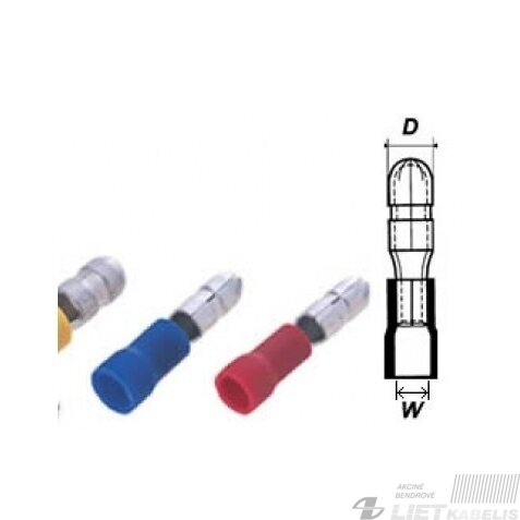 Antgalis apvalus kištukas izoliuotas d4mm 1,5-2,5mm² mėlynas