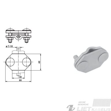 Kontrolinė jungtis iki 30mm pločio juostos ir Rd8-10mm vielos paraleliam sujungimui, St/Zn Kontrolinė jungtis iki 30mm pločio juostos ir Rd8-10mm vielos paraleliam sujungimui, St/Zn