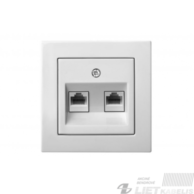 Kompiuterio lizdas 2 vietų, ĮKL-002-01 be rėmelio, baltas, Epsilon, Liregus Kompiuterio lizdas 2 vietų, ĮKL-002-01 be rėmelio, baltas, Epsilon, Liregus