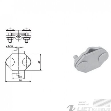 Kontrolinė jungtis iki 30mm pločio juostos ir Rd8-10mm vielos paraleliam sujungimui, St/Zn Kontrolinė jungtis iki 30mm pločio juostos ir Rd8-10mm vielos paraleliam sujungimui, St/Zn