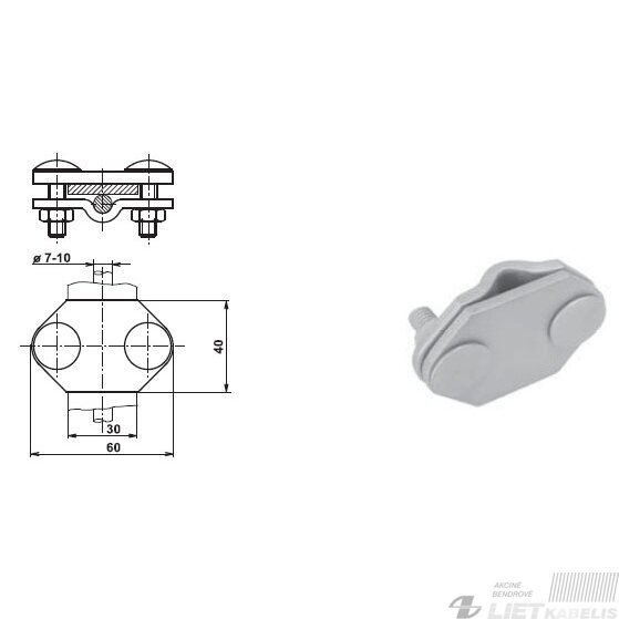 Kontrolinė jungtis iki 30mm pločio juostos ir Rd8-10mm vielos paraleliam sujungimui, St/Zn Kontrolinė jungtis iki 30mm pločio juostos ir Rd8-10mm vielos paraleliam sujungimui, St/Zn