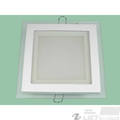 Įleidžiamas, kvadratinis LED šviestuvas (su stiklu) 12W/WW, 3000K