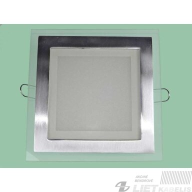 Įleidžiamas, kvadratinis LED šviestuvas (su stiklu) 12W/WW, 3000K, Roby