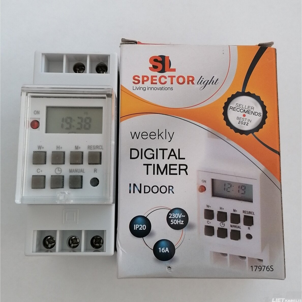 Laikmatis savaitinis skaitmeninis LCD 8programos,IP20, modulinis SPECTOR light 2