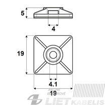 Laikiklis dirželiams 19x19x3,6 su klijais, balti/juodi 1 Laikiklis dirželiams 19x19x3,6 su klijais, balti/juodi 1