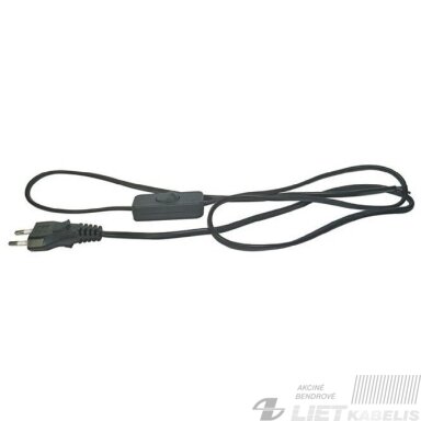 Laidas su kištuku ir jungtuku H03VVH2-F 2x0,75 2m, juodas, Spector Light