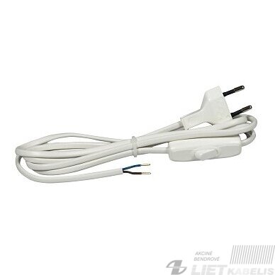 Laidas su kištuku ir jungtuku H03VVH2-F 2x0,75 2m, baltas, Spector Light Laidas su kištuku ir jungtuku H03VVH2-F 2x0,75 2m, baltas, Spector Light
