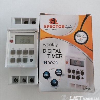 Laikmatis savaitinis skaitmeninis LCD 8programos,IP20, modulinis SPECTOR light 2