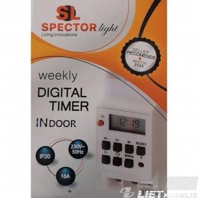 Laikmatis savaitinis skaitmeninis LCD 8programos,IP20, modulinis SPECTOR light 1