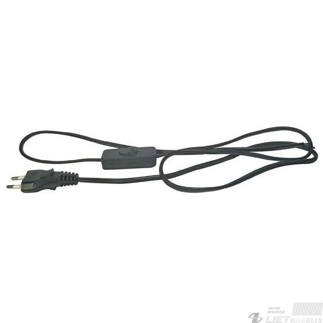 Laidas su kištuku ir jungtuku H03VVH2-F 2x0,75 2m, juodas, Spector Light Laidas su kištuku ir jungtuku H03VVH2-F 2x0,75 2m, juodas, Spector Light