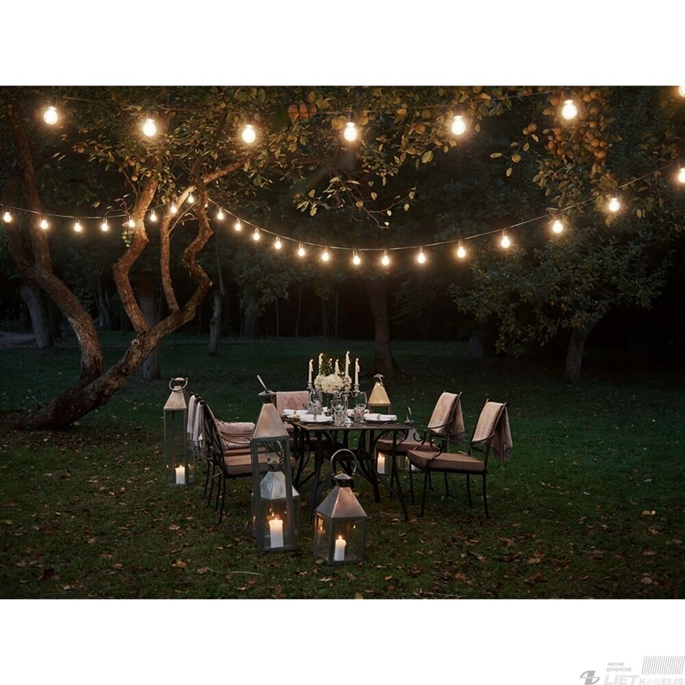 LED girlianda sodo 15W, 3000K, 1200lm, juoda, 15m, IP44, Reus&Helle 2 LED girlianda sodo 15W, 3000K, 1200lm, juoda, 15m, IP44, Reus&Helle 2