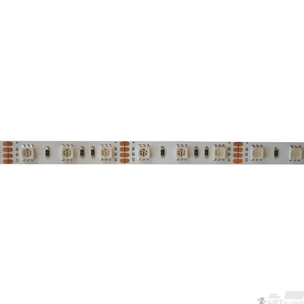 LED juosta 24V 14.4W/m nehermetiška IP20, RGB padidinto efektyvumo, PLUS AKTO 1