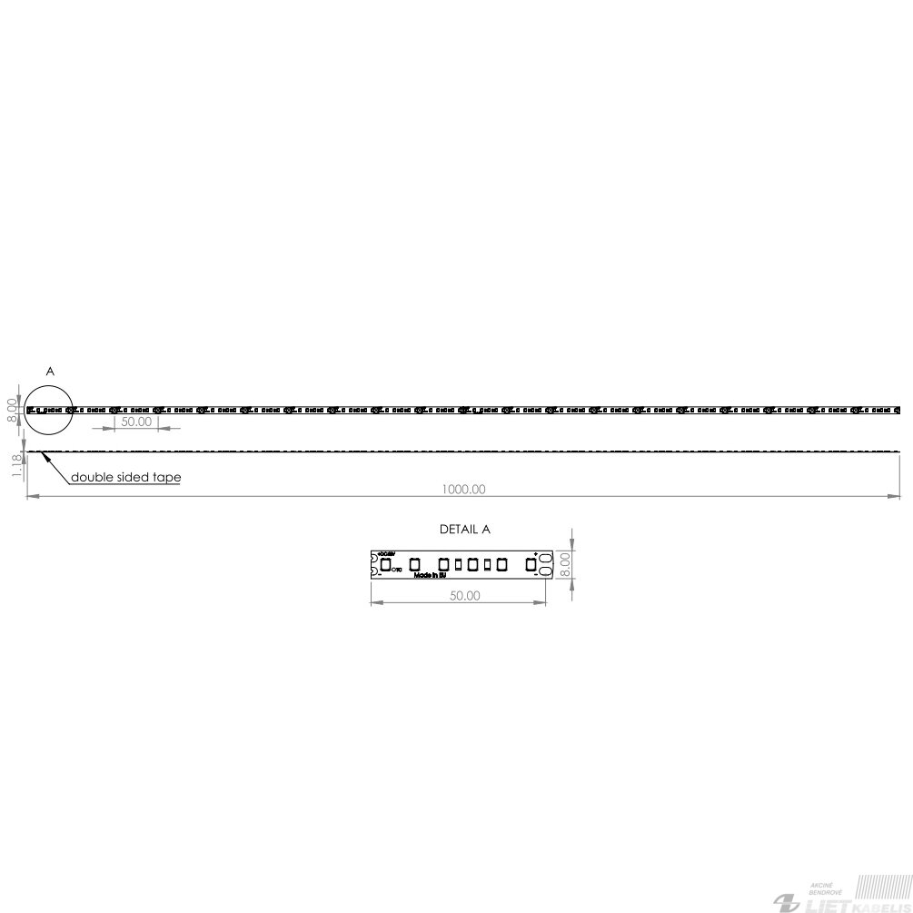 LED juosta 48V 9.6W/m nehermetiška IP20 neutraliai balta 4000K 120LED/m, Samsung SMD 1