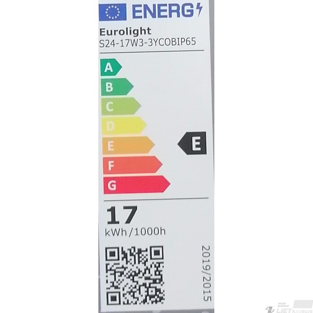 LED juosta TORONTO 17W/m, 24V, 3000K, 100lm/W, COB, IP65, EUROLIGHT 1