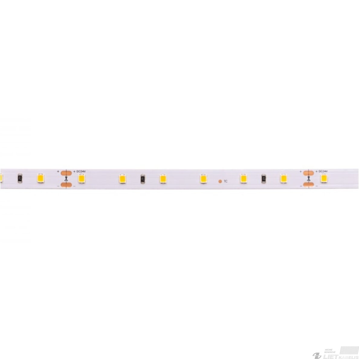LED juosta, 5m ritė 24V 14.4W/m nehermetiška IP20 šiltai balta 3000K 1407lm/m