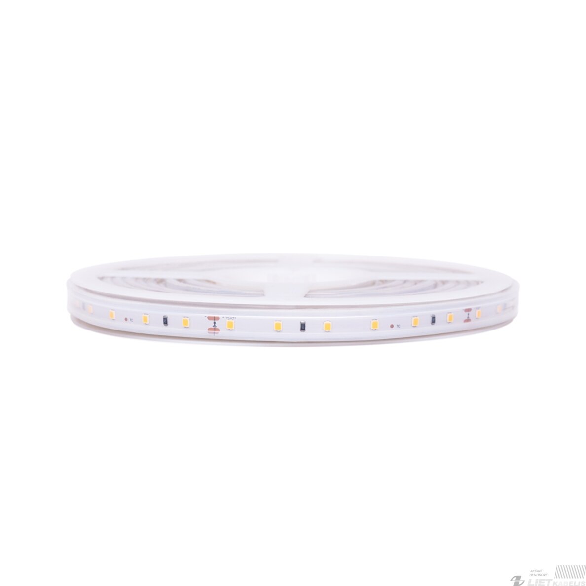 LED juosta, 5m ritė, 24V 4.8W/m hermetiška IP68, T formos, šiltai balta 3000K 1