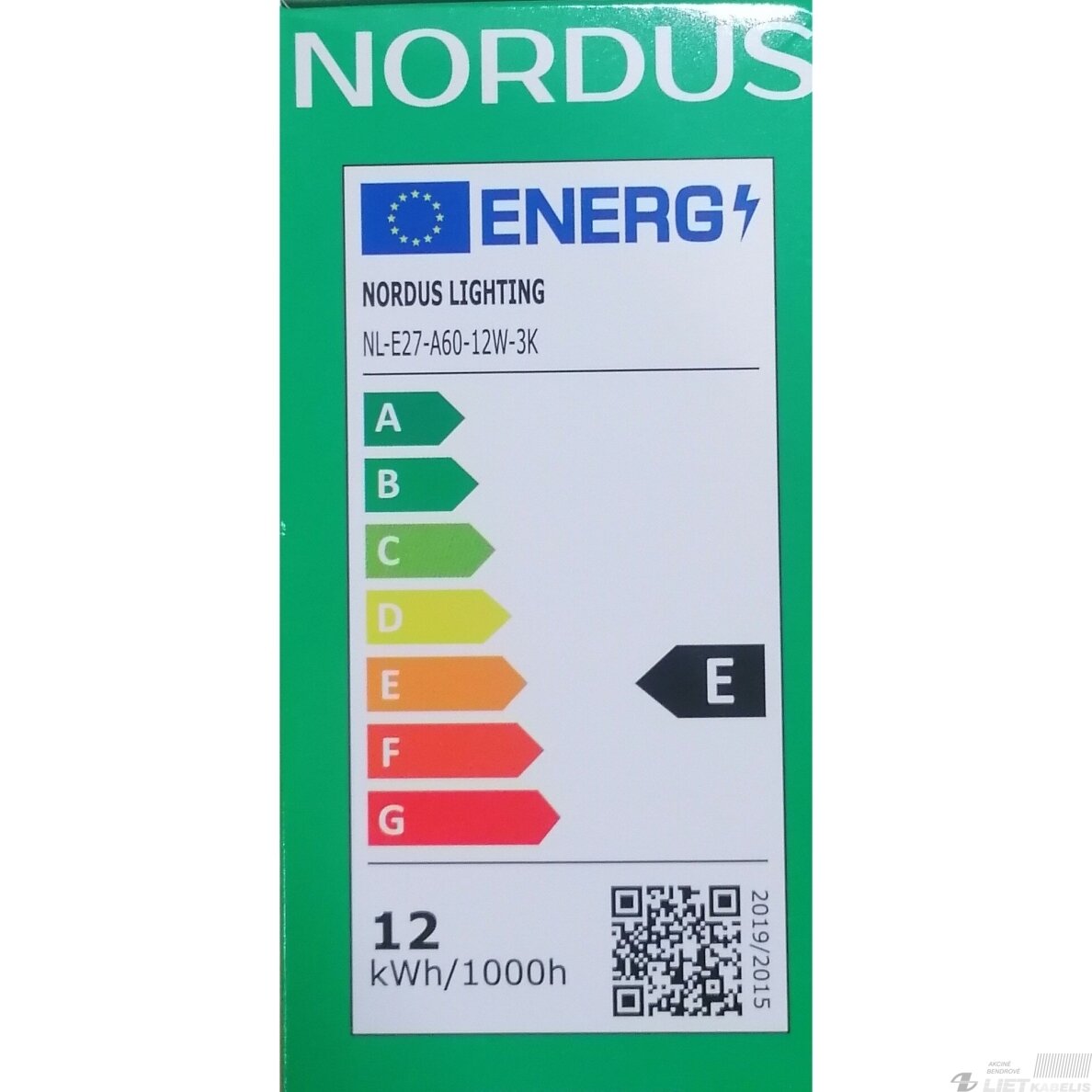 LED lempa 12W, E27,4000K, 1400lm,  NORDUS 1