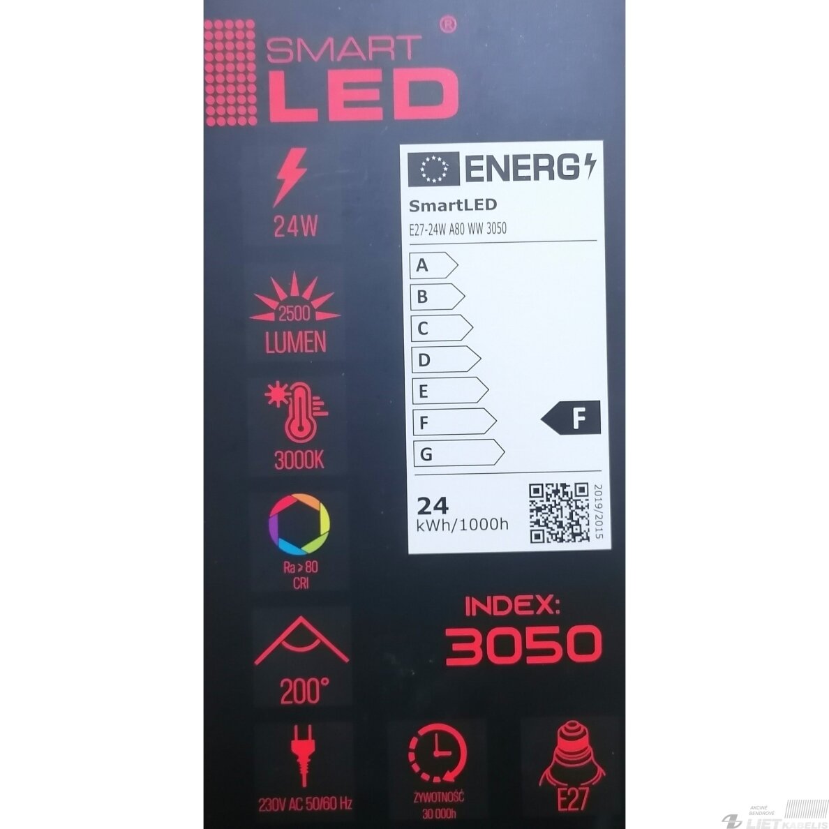 LED lempa 24W, E27, 3000K, 2500Lm, SMARTLED 2