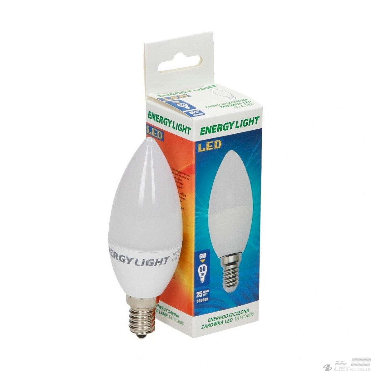 LED lempa 6W,  E14, 4000K, 480LM, žvakė Energy Light