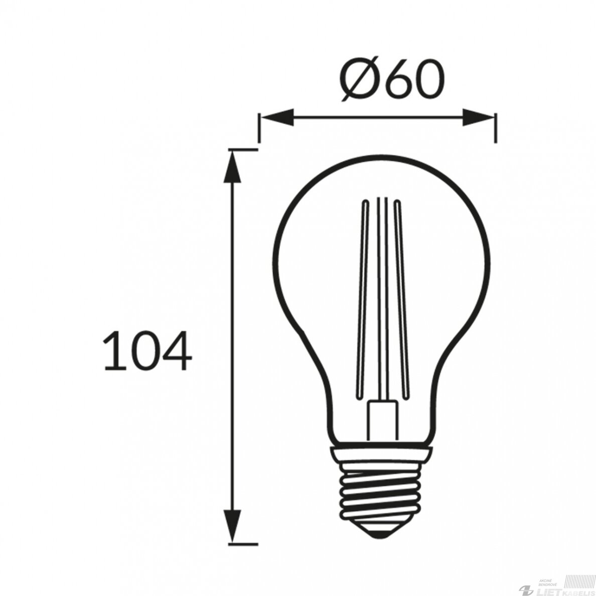 LED lempa filamemtinė 12W, E27, 2700K, 1690Lm, STRUHM 1
