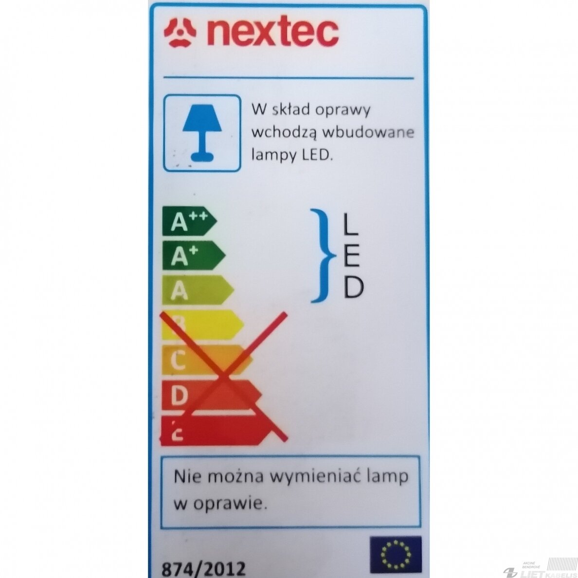LED panelė 36W,  4000K, 3400Lm, 600x600mm, Nectex 1