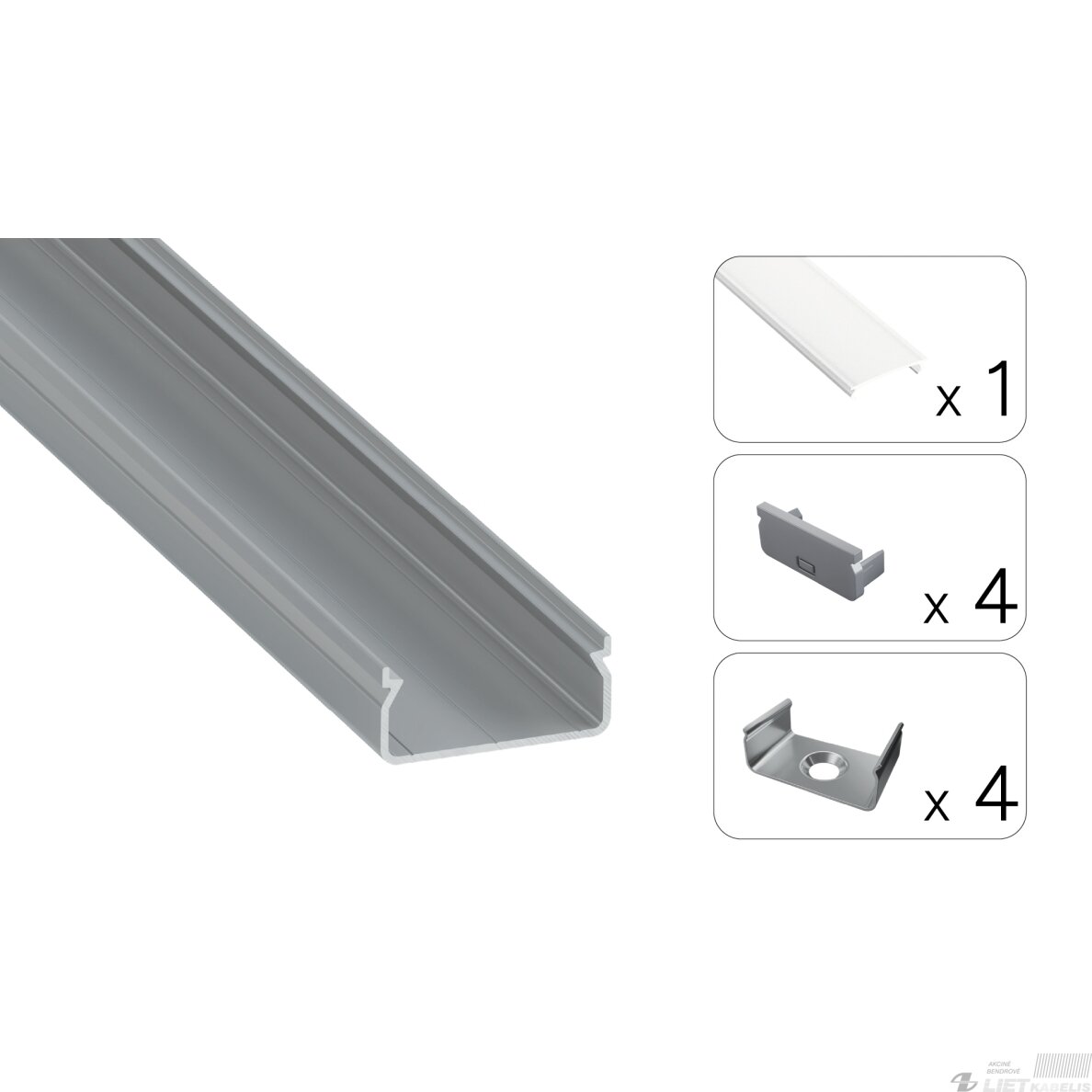 LED profilio komplektas EGEN paviršinis platus, aliuminis, anoduotas, matinis dangtelis 3 m LED profilio komplektas EGEN paviršinis platus, aliuminis, anoduotas, matinis dangtelis 3 m