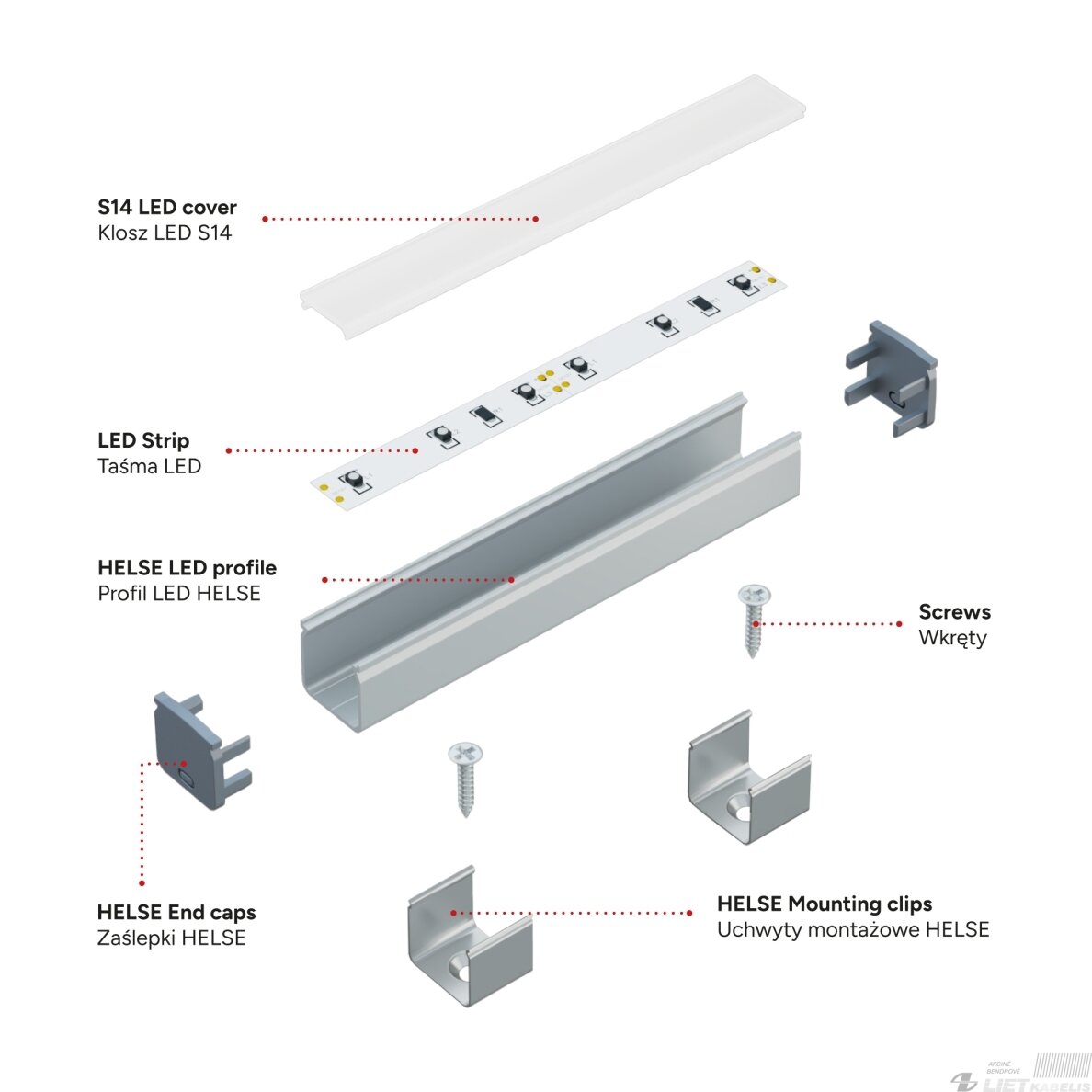 LED profilio komplektas HELSE paviršinis aukštas, juodas, anoduotas, matinis dangtelis 2.02 m 4 LED profilio komplektas HELSE paviršinis aukštas, juodas, anoduotas, matinis dangtelis 2.02 m 4