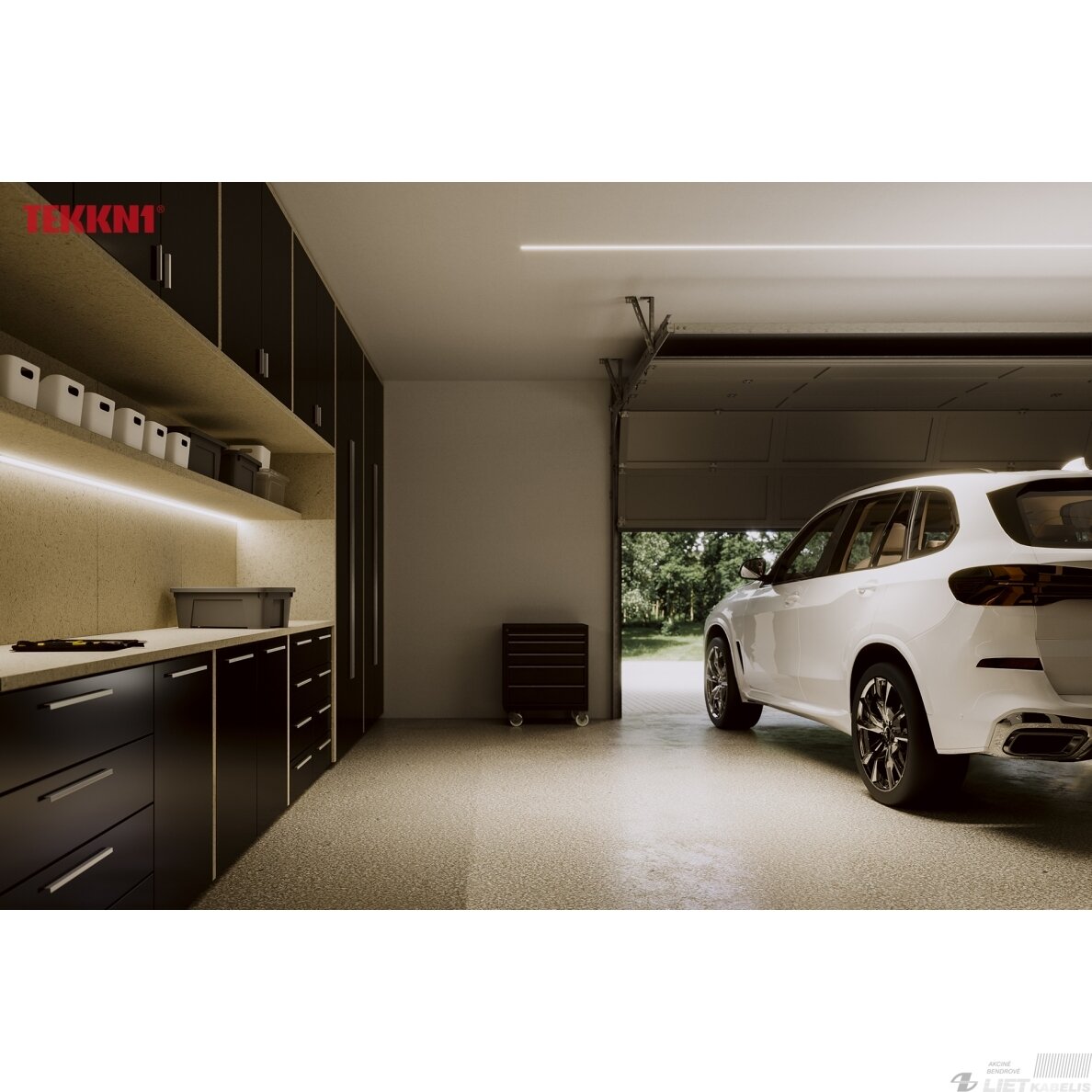 LED profilio komplektas HORST priglaistomas platus, juodas, anoduotas, baltas dangtelis 2.02 m 6 LED profilio komplektas HORST priglaistomas platus, juodas, anoduotas, baltas dangtelis 2.02 m 6