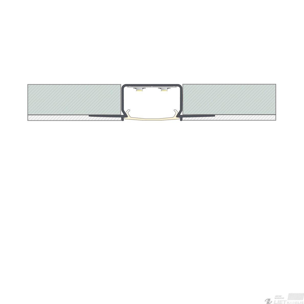 LED profilio komplektas HORST priglaistomas platus, juodas, anoduotas, baltas dangtelis 3 m 2