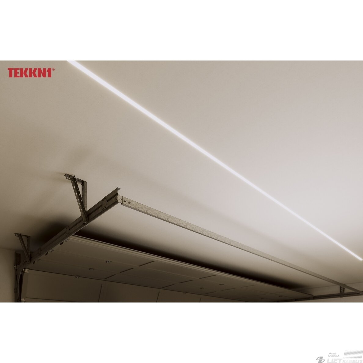 LED profilio komplektas HORST priglaistomas platus, juodas, anoduotas, baltas dangtelis 3 m 7