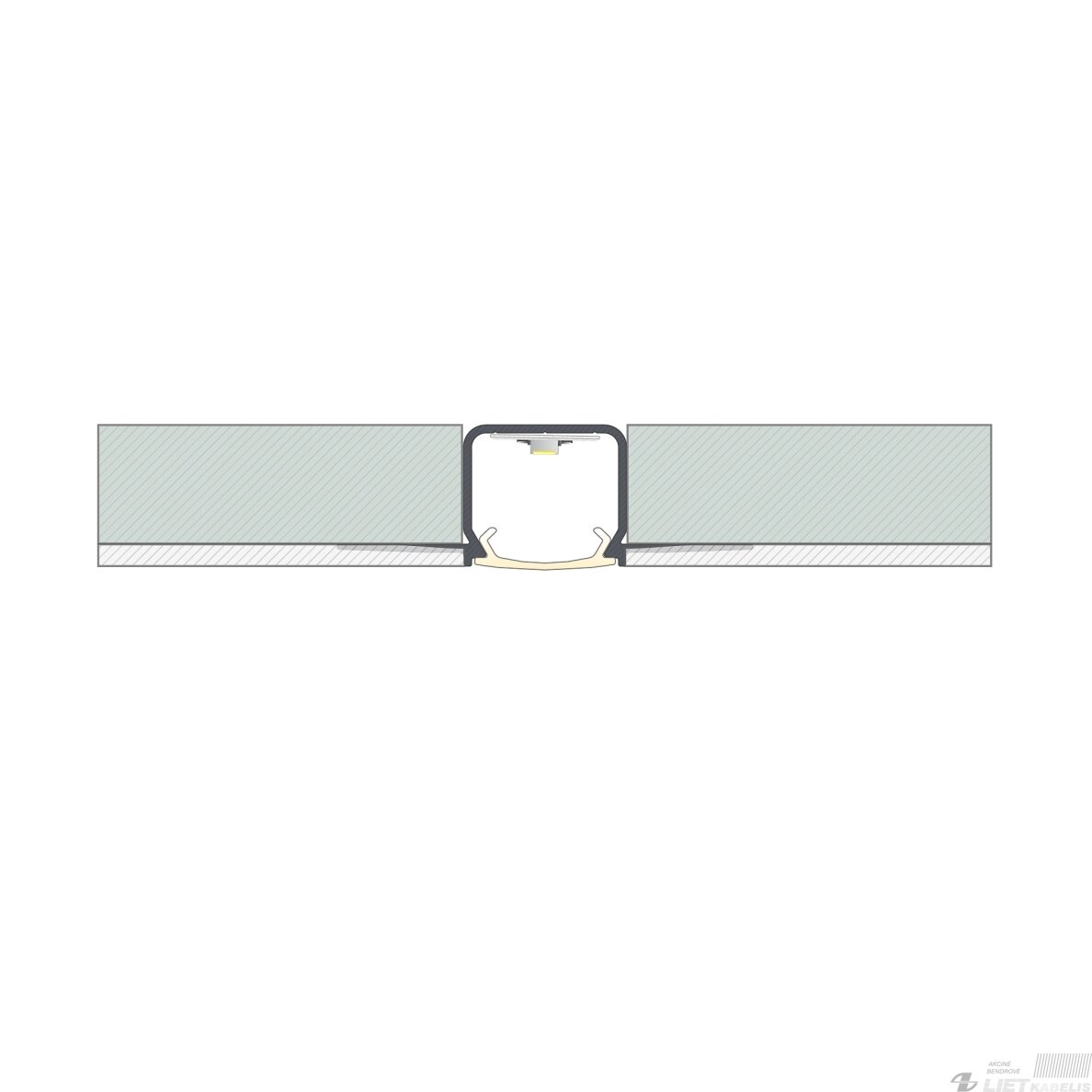 LED profilio komplektas MOSSO priglaistomas siauras, juodas, anoduotas, baltas dangtelis 2.02 m 2