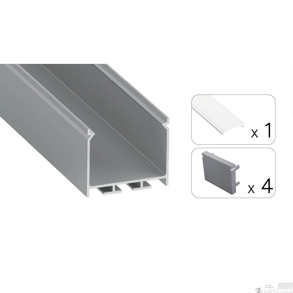 LED profilio komplektas NORS paviršinis/pakabinamas, aliuminis, anoduotas, matinis dangtelis 2.02 m