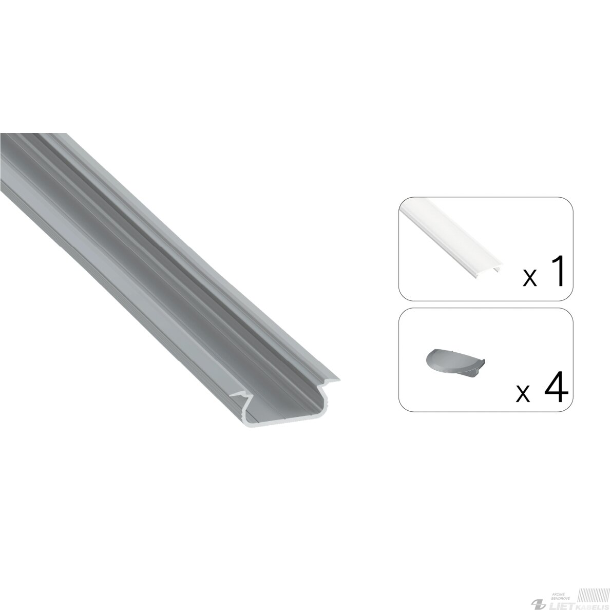 LED profilio komplektas SELDE įleidžiamas, aliuminis, anoduotas, matinis dangtelis 2.02 m LED profilio komplektas SELDE įleidžiamas, aliuminis, anoduotas, matinis dangtelis 2.02 m