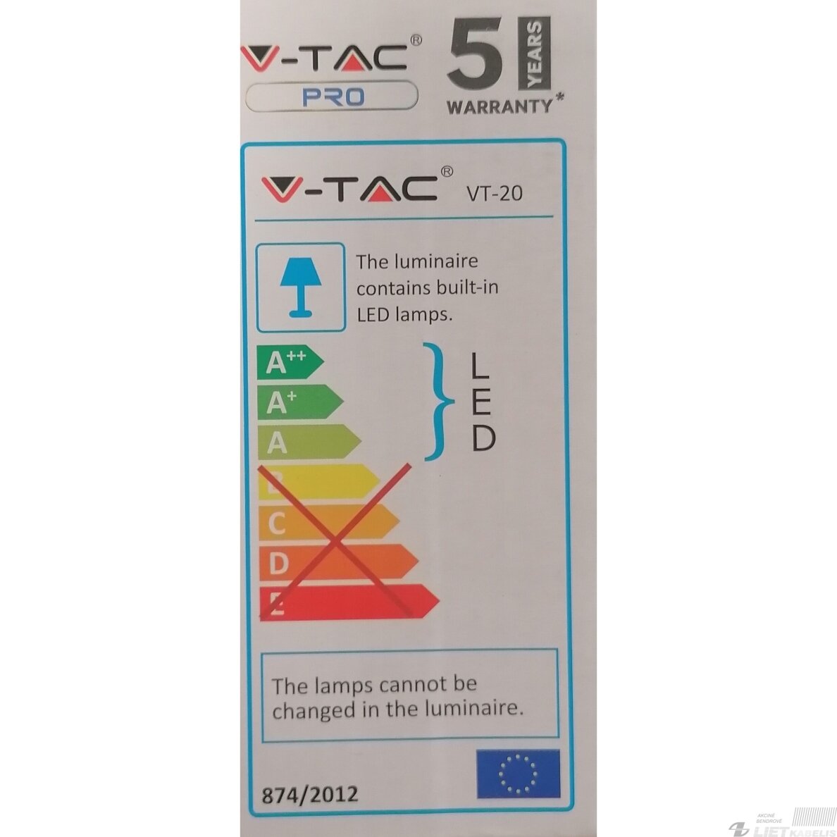 LED prožektorius 20W, 4000K, 1600lm, juodas, IP65, V-TAC 3