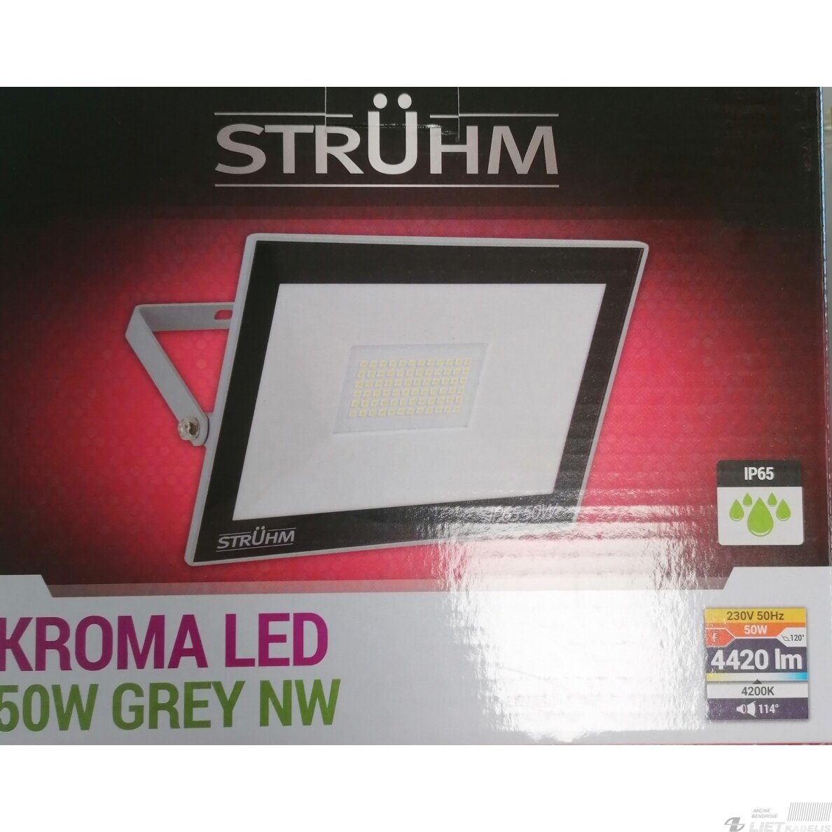 LED prožektorius 50W, 4200K, 4420LM, IP65, pilkas, STRUHM 3