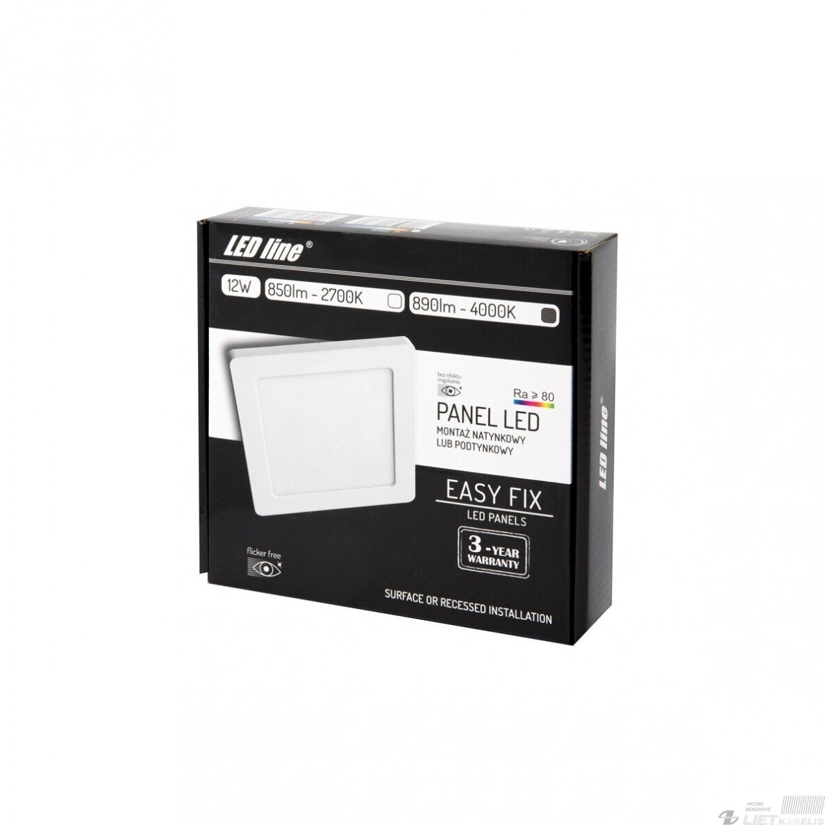LED šviestuvas 12W, 2700K, 890lm, IP20, LEDline