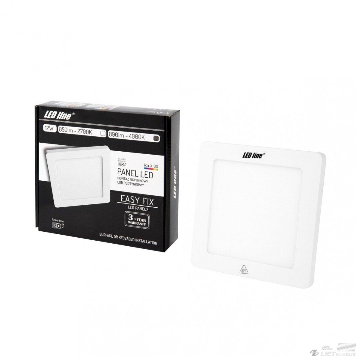 LED šviestuvas 12W, 2700K, 890lm, IP20, LEDline 3