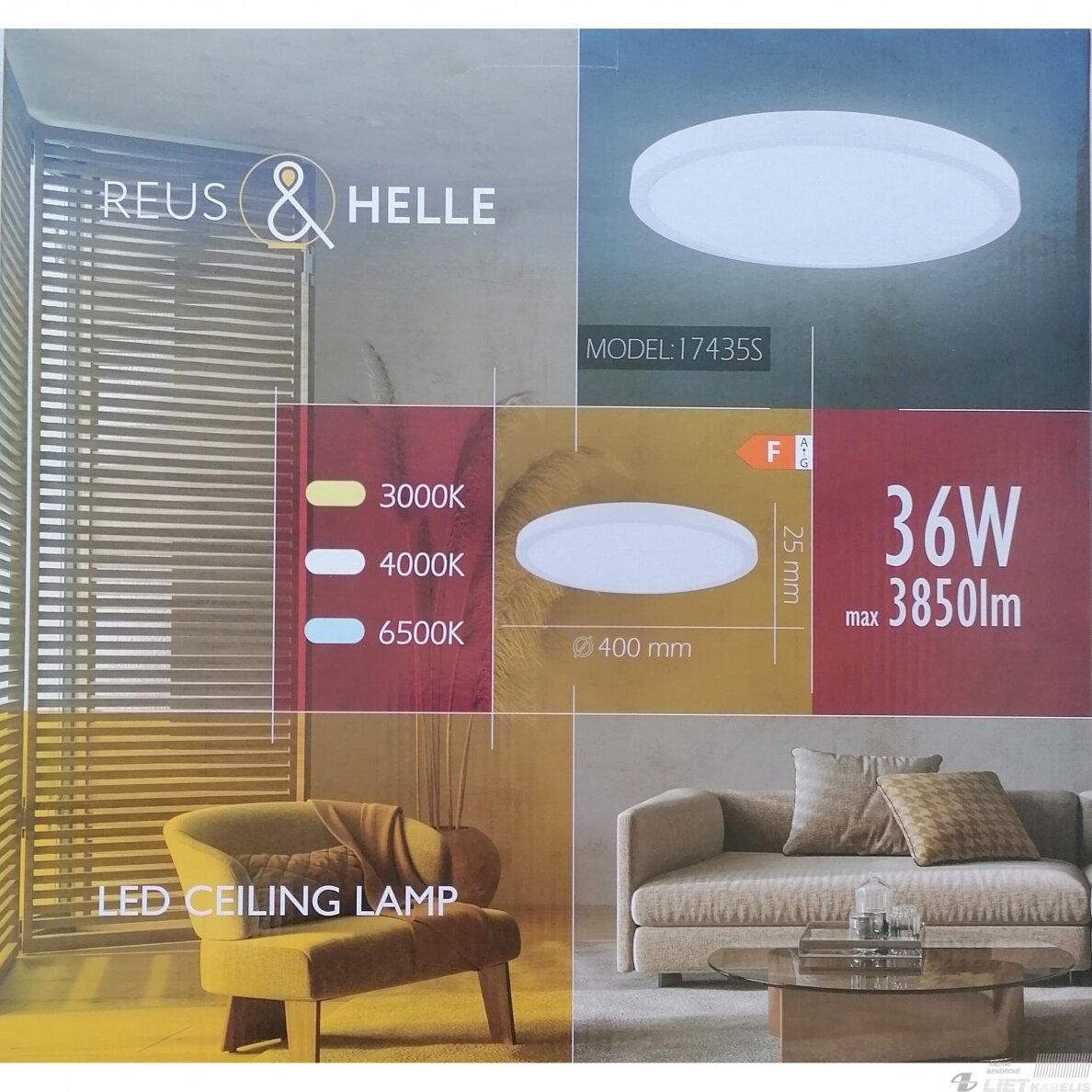 LED šviestuvas 36W, 3000-6500K, 3850lm, virštinkinis, apvalus, IP40, Reus&Helle 1 LED šviestuvas 36W, 3000-6500K, 3850lm, virštinkinis, apvalus, IP40, Reus&Helle 1