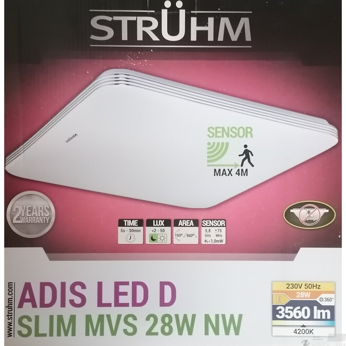 LED šviestuvas ADIS 28W, 4000K, 3560LM, IP44, su judesio davikliu Struhm 3 LED šviestuvas ADIS 28W, 4000K, 3560LM, IP44, su judesio davikliu Struhm 3