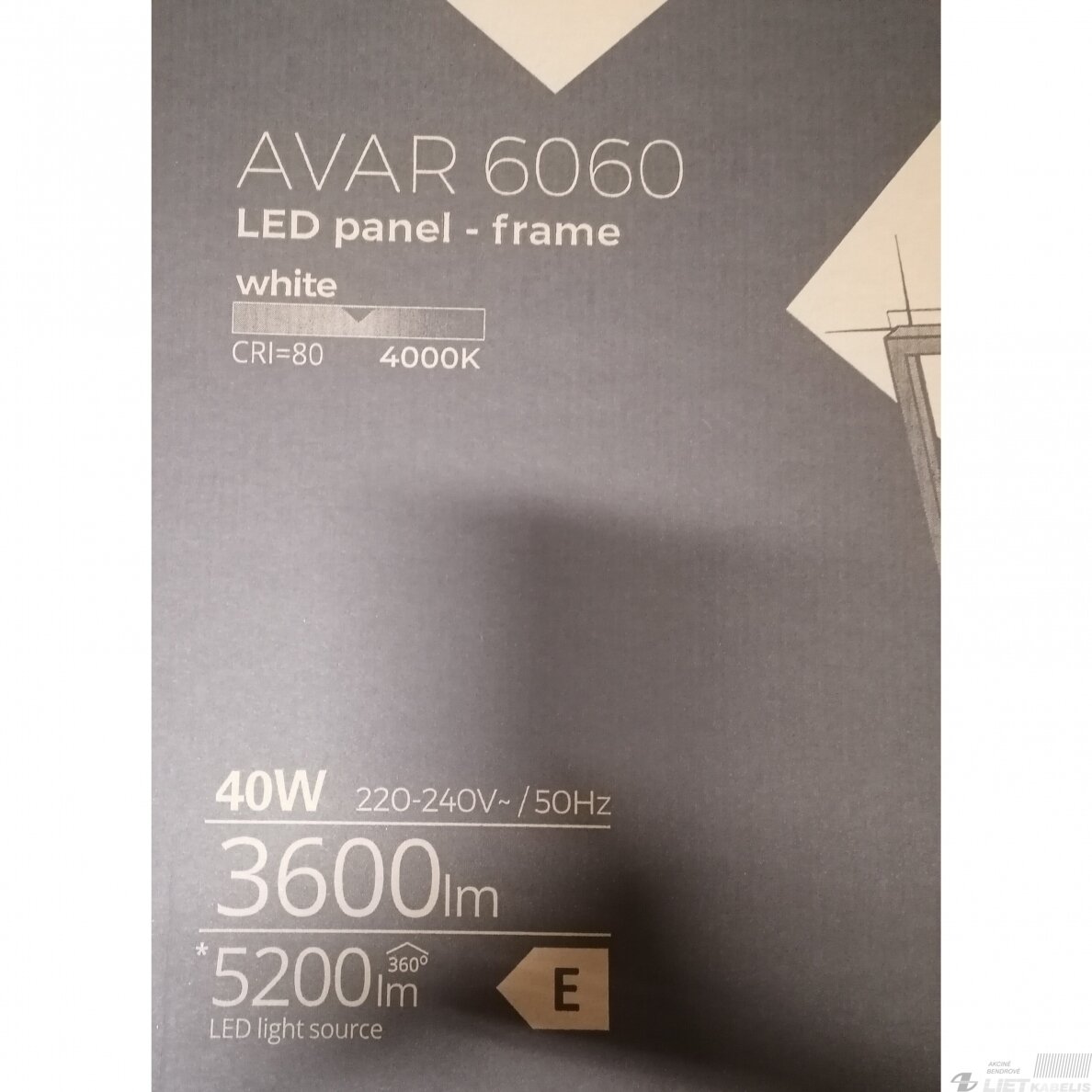 LED šviestuvas AVAR 40W, 4000K, 3600lm, 6060mm Kanlux 6 LED šviestuvas AVAR 40W, 4000K, 3600lm, 6060mm Kanlux 6