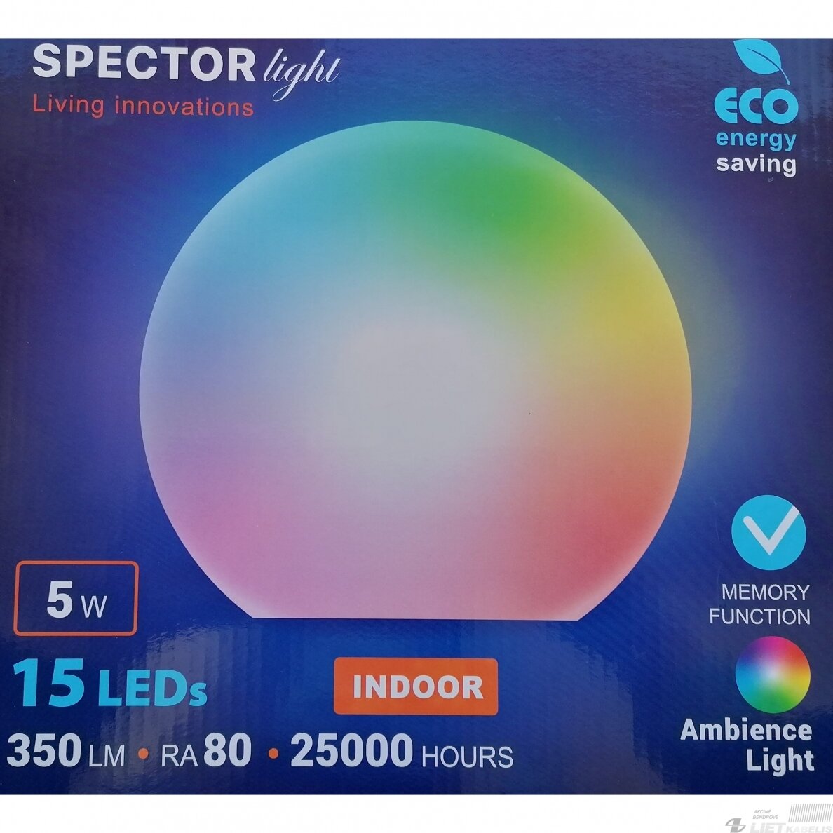 LED šviestuvas, pastatomas. stalinis, burbulas 5W, 2700K, 350Lm, IP20, RGBW pultelis, SPECTOR light 4