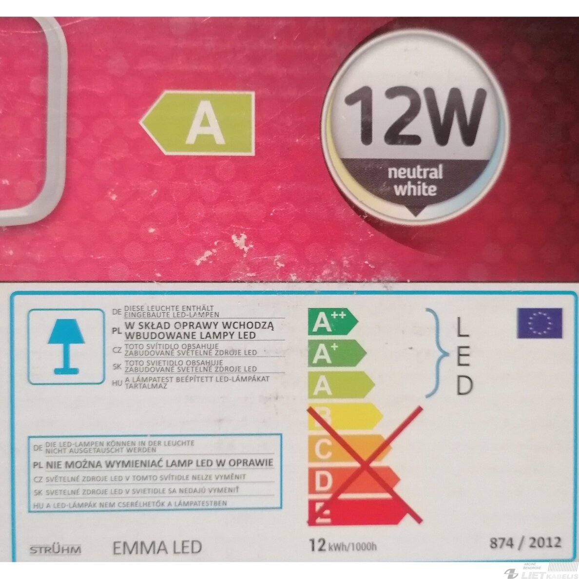 LED šviestuvas EMMA 12W, 4000K, 920lm, IP20, STUHM 1
