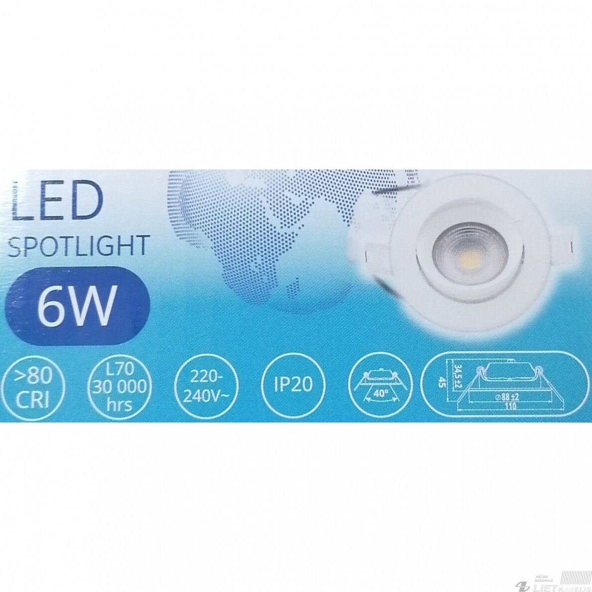 LED šviestuvas įleidžiamas, apvalus 6W, 3000K, 550Lm, IP20,Tungsram 2 LED šviestuvas įleidžiamas, apvalus 6W, 3000K, 550Lm, IP20,Tungsram 2