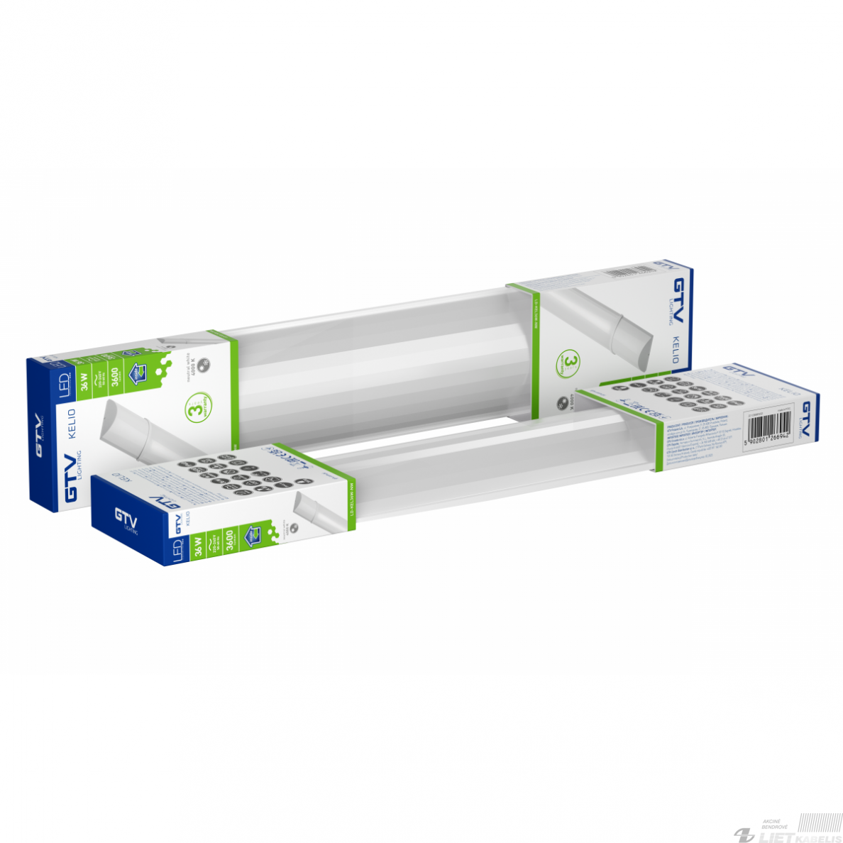 LED šviestuvas KELIO 36W, 4000K, 3600lm, IP44, 120cm, GTV 1