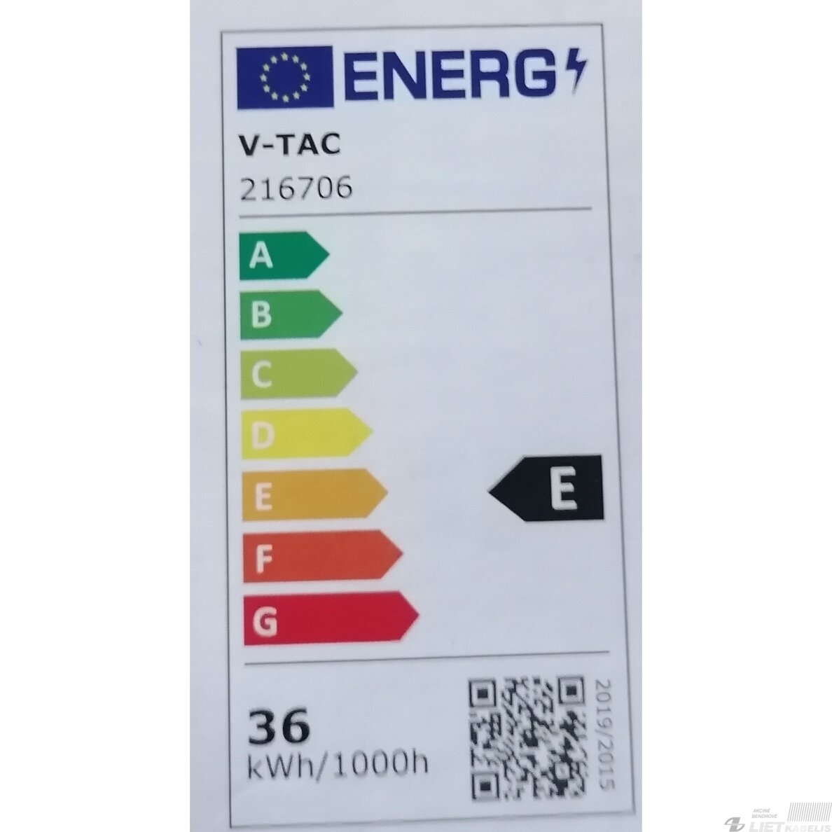 LED šviestuvas panelė 36W, 4000K, 4320 lm, 595x595mm, V-TAC 5 LED šviestuvas panelė 36W, 4000K, 4320 lm, 595x595mm, V-TAC 5