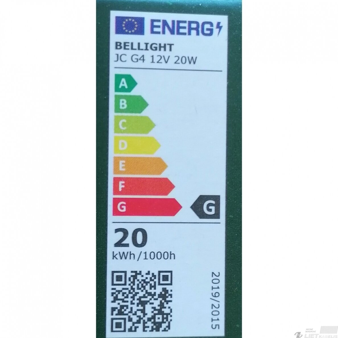 Lempa halogeninė JC-20W, 12V, G4, Bellight 1 Lempa halogeninė JC-20W, 12V, G4, Bellight 1